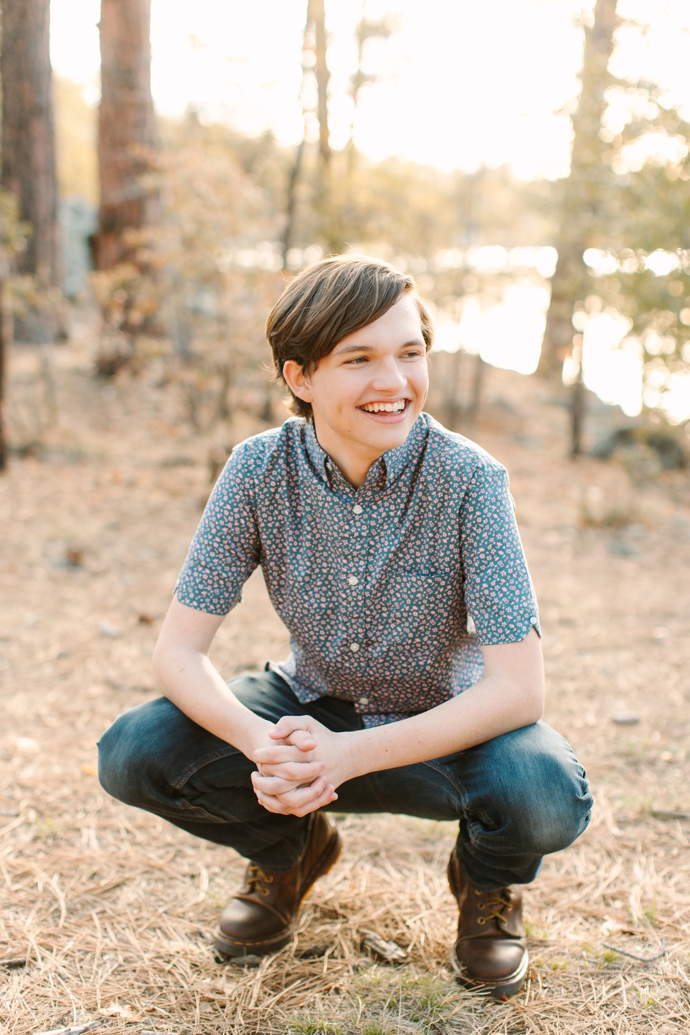 High school Senior boy in the forest in Prescott, Arizona